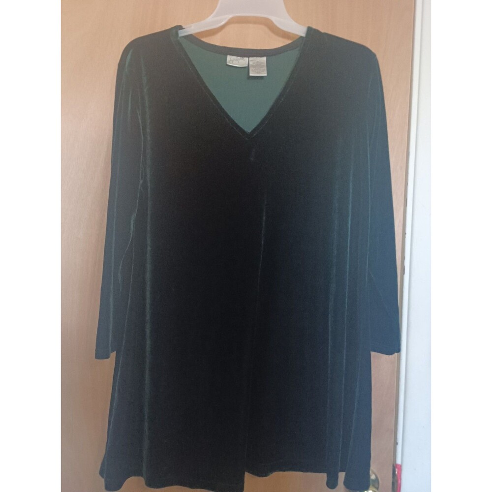 Jacqueline Ferrar Green Women's Velvet V-Neck Long Sleeve Dress - Size 14